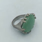 Silberring mit Großes ovales Stein grünem Stein Gr. 58