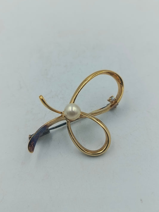 Elegante 925er Silber Brosche mit Edle Perle als Mittelpunkt