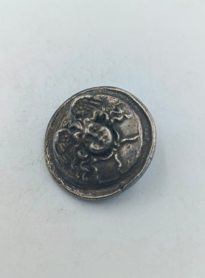 Antike Silber Brosche rund Engelmotiv