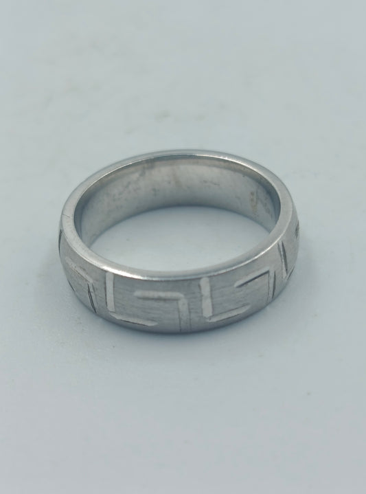Vintage 925 Silber Ring  Graviertes Muster  Größe 48