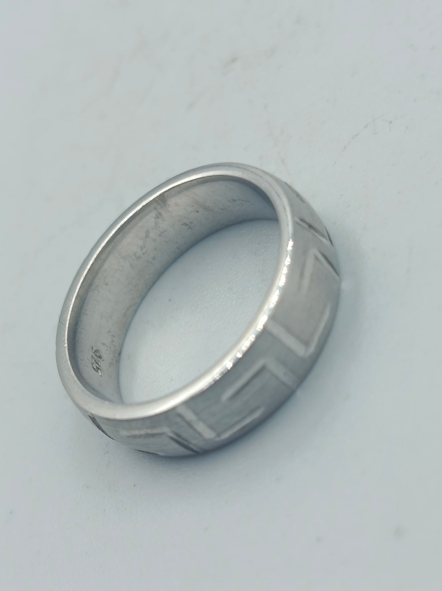 Vintage 925 Silber Ring  Graviertes Muster  Größe 48