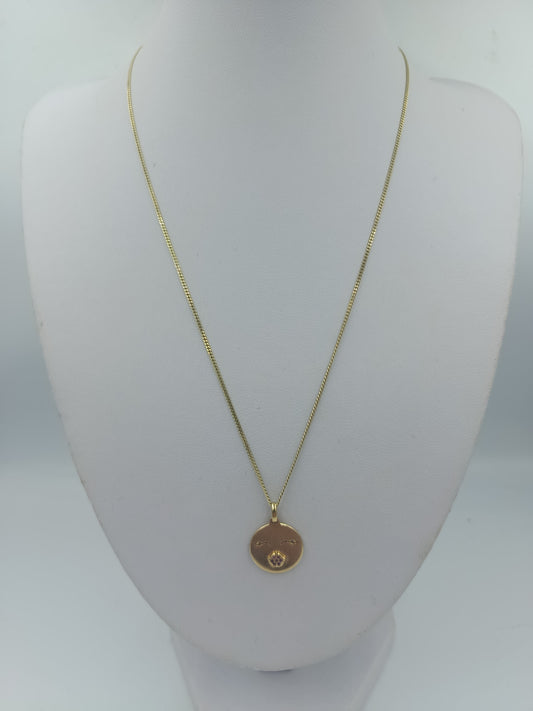 Vergoldete 925 Silberkette mit rundem Emoji Anhänger