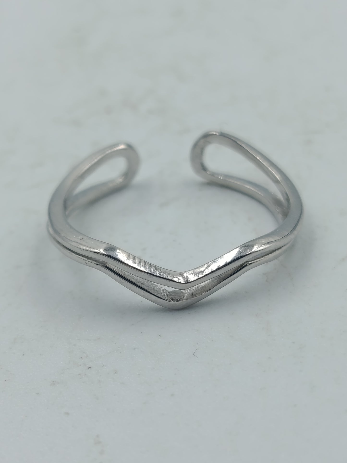 Schlichtes 925 Silber verstellbarer V ring Flexibel verstellbar