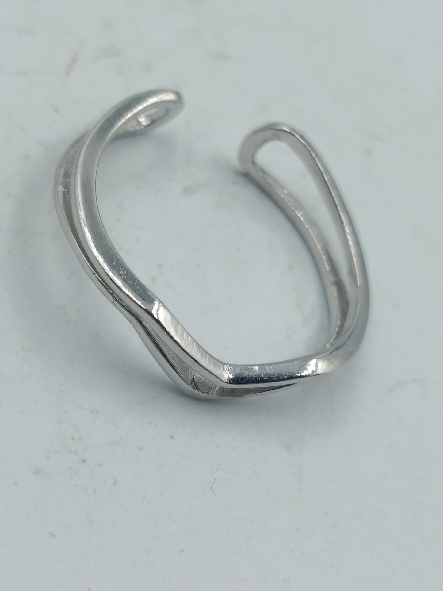 Schlichtes 925 Silber verstellbarer V ring Flexibel verstellbar