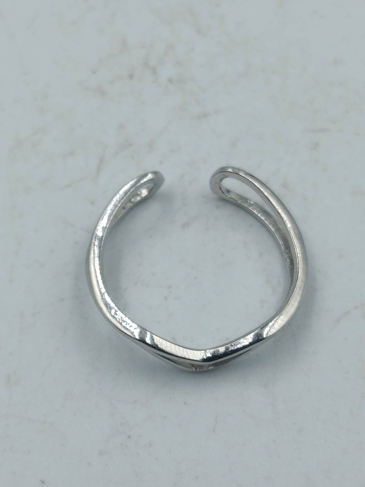 Schlichtes 925 Silber verstellbarer V ring Flexibel verstellbar