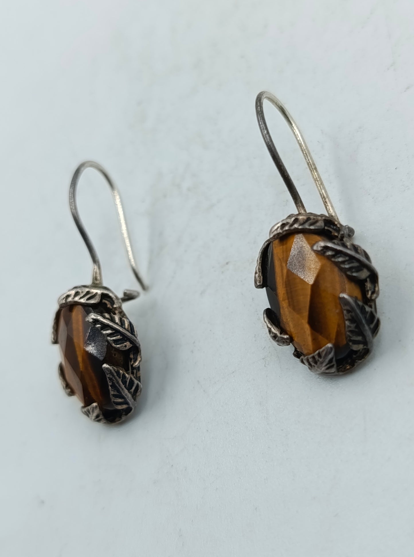 925 Silber Ohrringe mit Tigerauge Stein Vintage Design