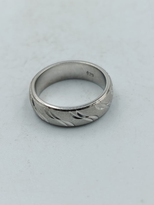 925 Silber Ring Gr 48  Vintage Muster Klassischer Bandring vielseitig