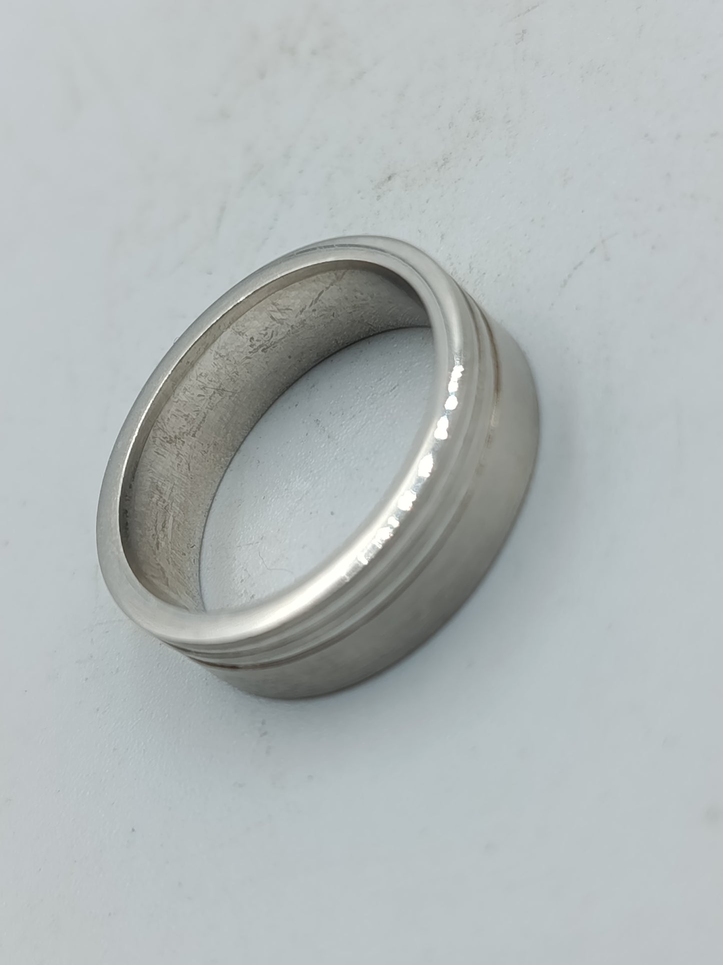 Echter 925er Sterling Silber Bandring mit Doppel Liniengravur Größe 54 Zeitlos elegant