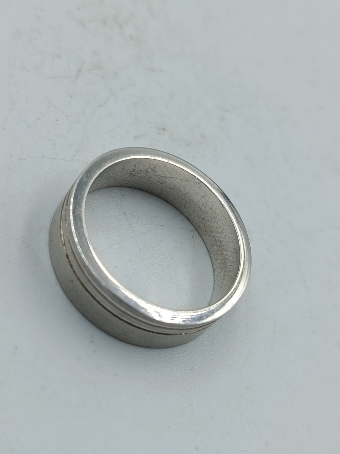 Echter 925er Sterling Silber Bandring mit Doppel Liniengravur Größe 54 Zeitlos elegant