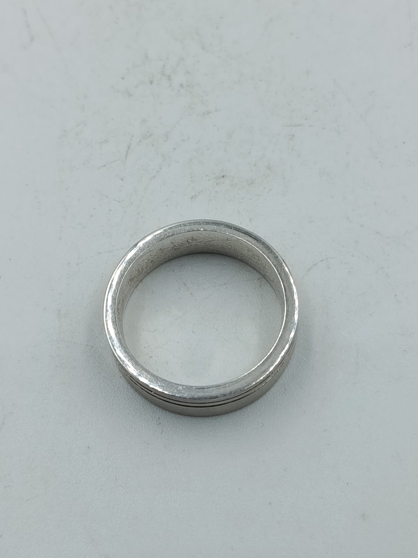 Echter 925er Sterling Silber Bandring mit Doppel Liniengravur Größe 54 Zeitlos elegant