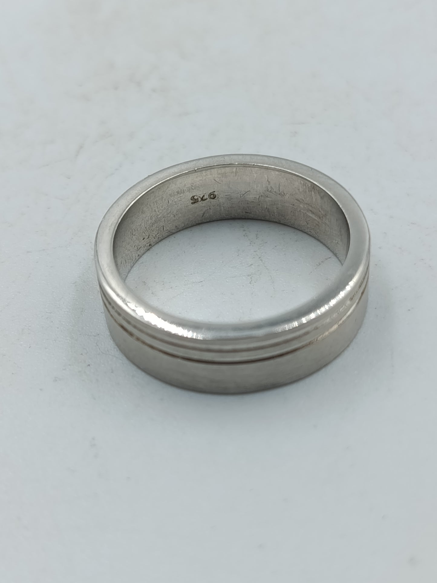 Echter 925er Sterling Silber Bandring mit Doppel Liniengravur Größe 54 Zeitlos elegant