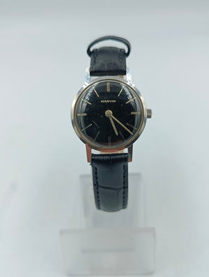Marvin Damen Uhr vintage schwarz rund mechanisch Swiss Made