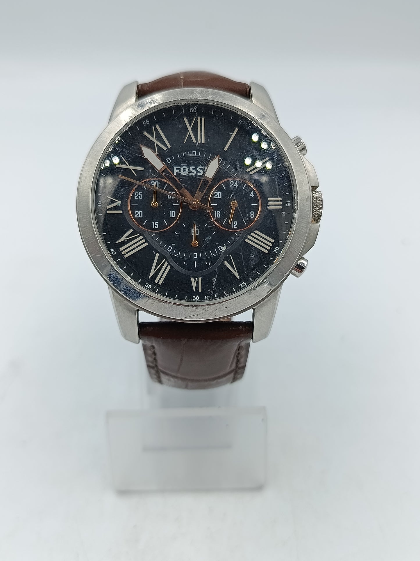 Fossil Herrenuhr klassisch elegant Chronograph Braun Schwarz