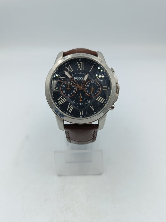 Fossil Herrenuhr klassisch elegant Chronograph Braun Schwarz