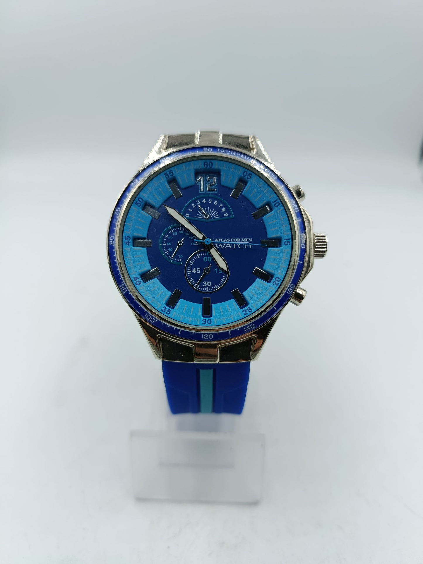 Sportliche Herrenarmbanduhr in Blau moderner Chrono-Look  Atlas for Men