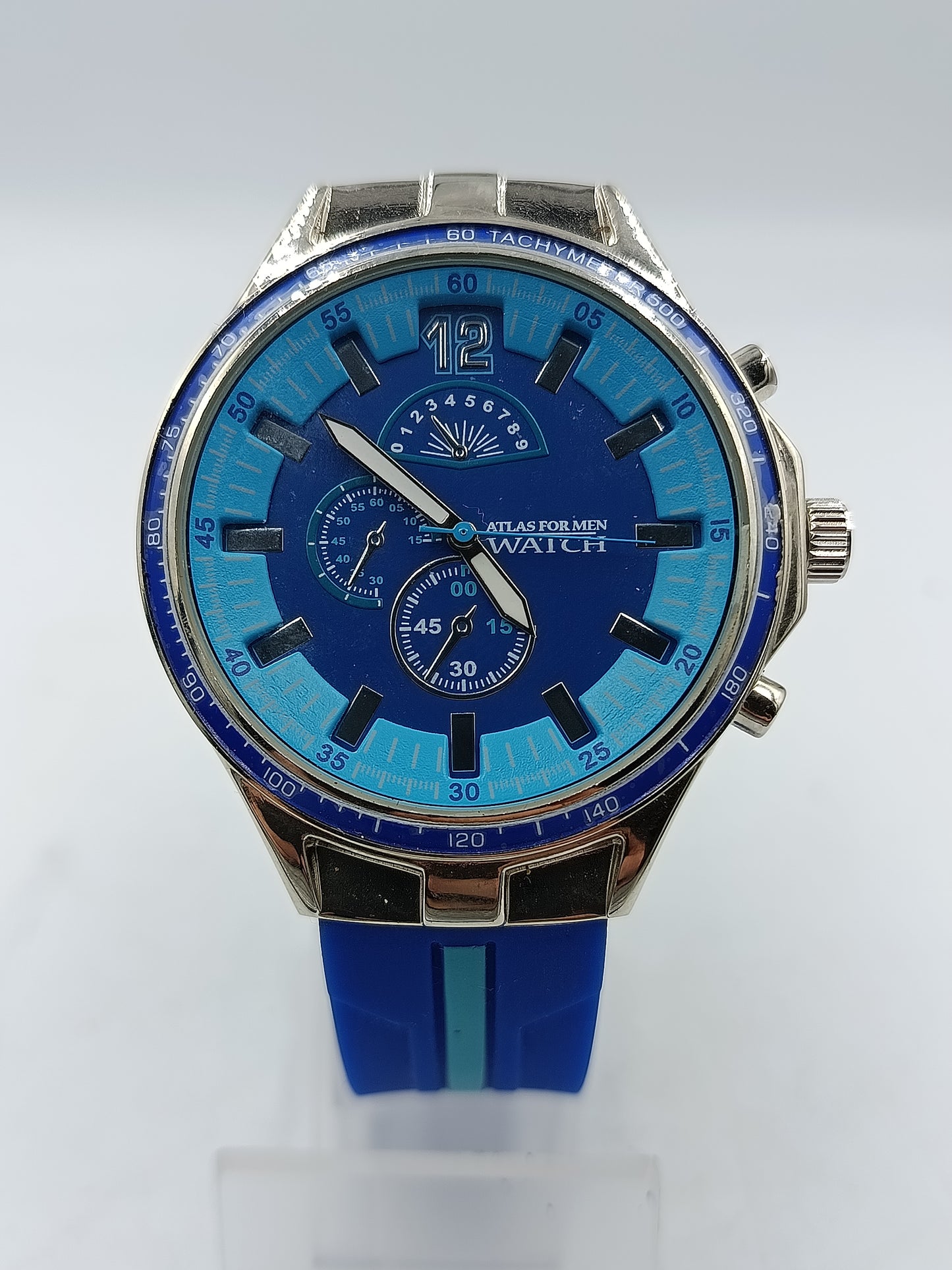 Sportliche Herrenarmbanduhr in Blau moderner Chrono-Look  Atlas for Men