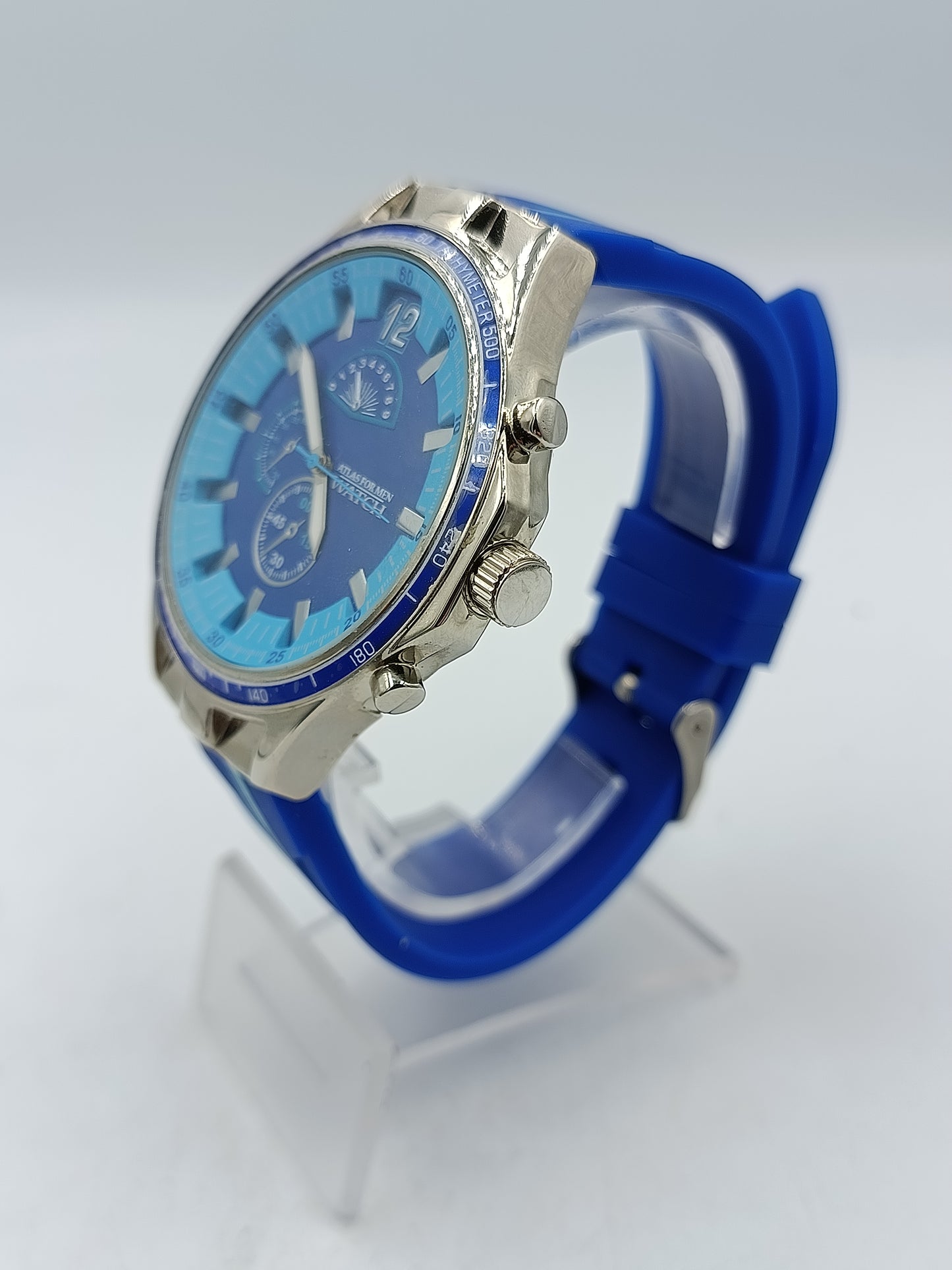 Sportliche Herrenarmbanduhr in Blau moderner Chrono-Look  Atlas for Men