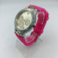 Moderne Damen Uhr Silber Pink modernes Zifferblatt pinkes Silikonarmband