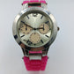 Moderne Damen Uhr Silber Pink modernes Zifferblatt pinkes Silikonarmband