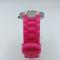Moderne Damen Uhr Silber Pink modernes Zifferblatt pinkes Silikonarmband