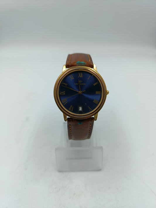 Continental Armbanduhr mit blauem Zifferblatt Klassisches Swiss Made Design