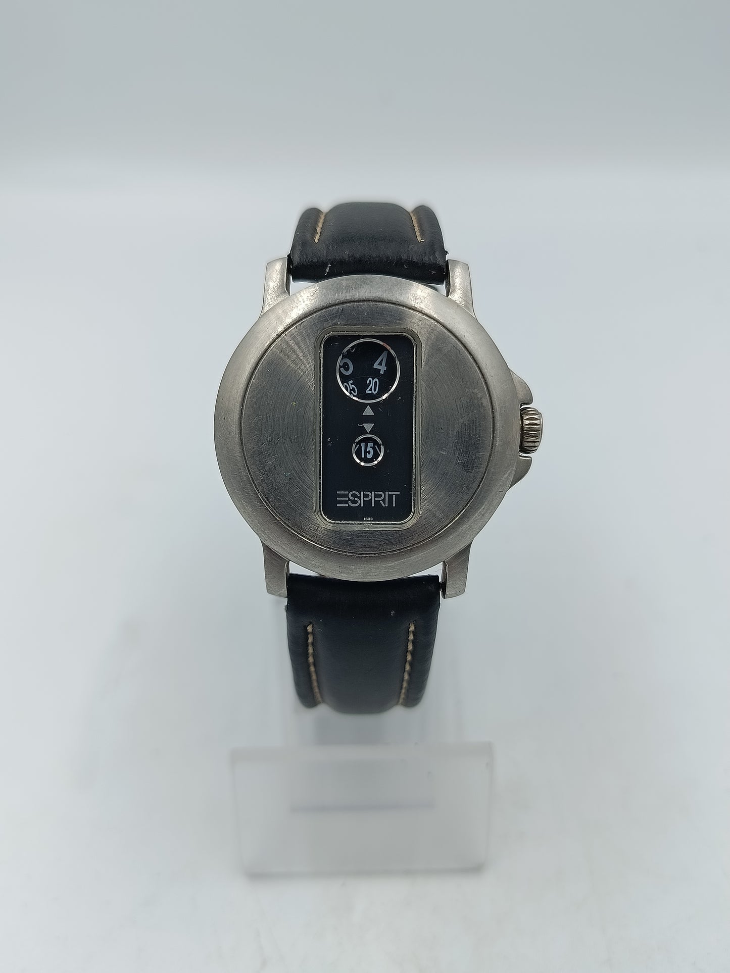 Esprit Herrenuhr Retro Jump Hour Stahlgehäuse Lederband