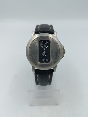 Esprit Herrenuhr Retro Jump Hour Stahlgehäuse Lederband