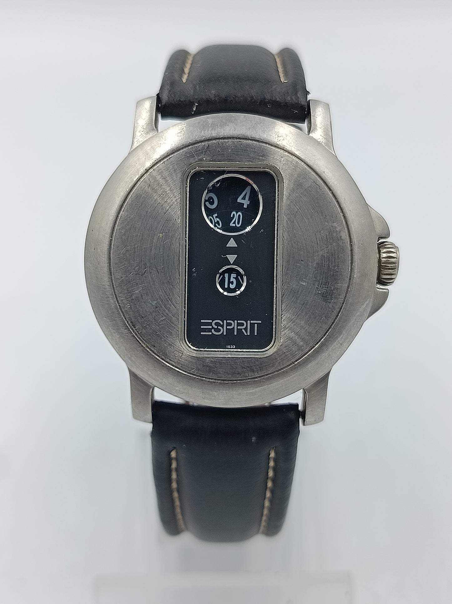 Esprit Herrenuhr Retro Jump Hour Stahlgehäuse Lederband