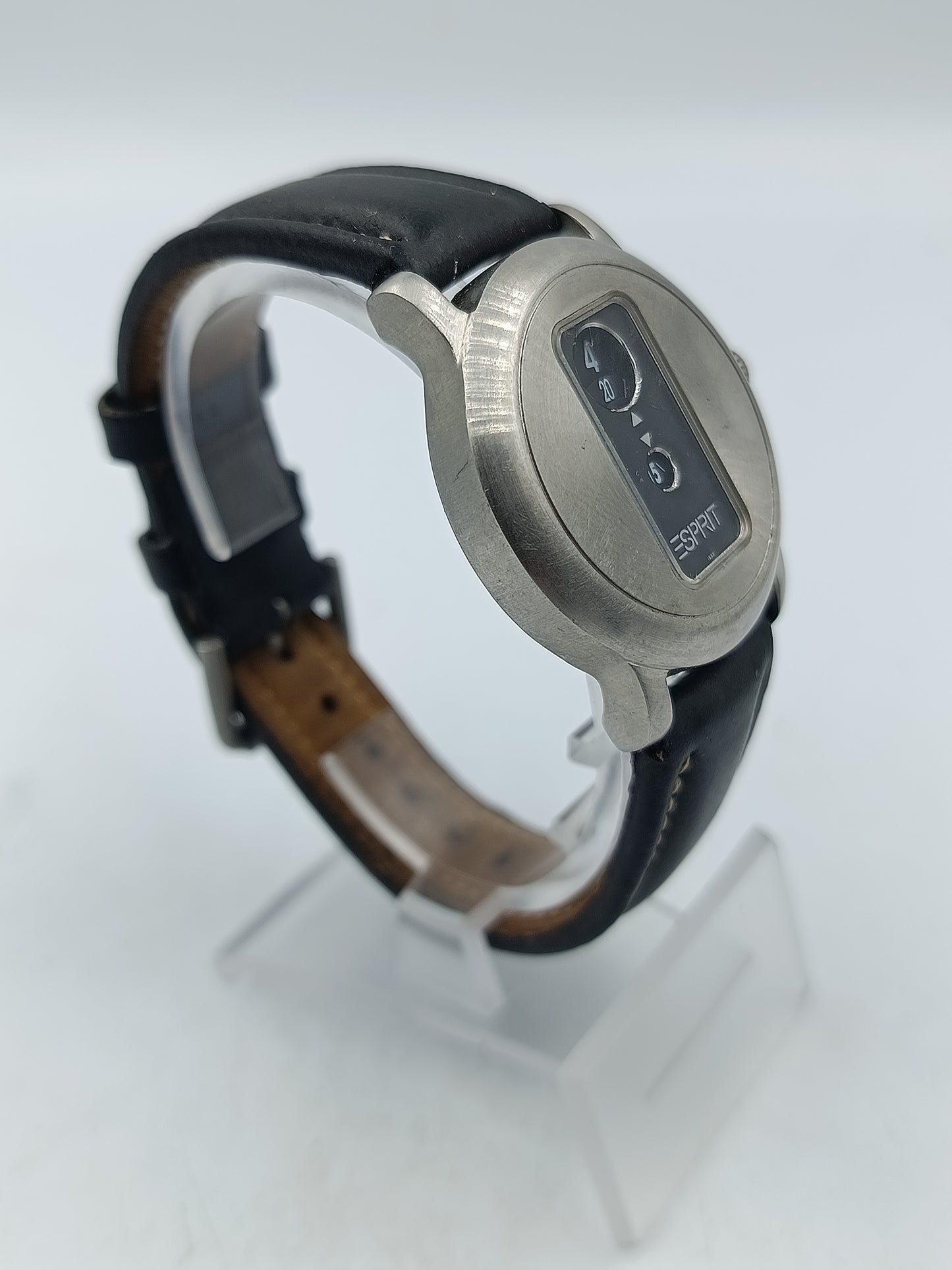 Esprit Herrenuhr Retro Jump Hour Stahlgehäuse Lederband