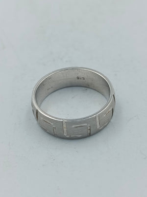 925er Silber-Bandring: Geometrisches Mäander-Muster