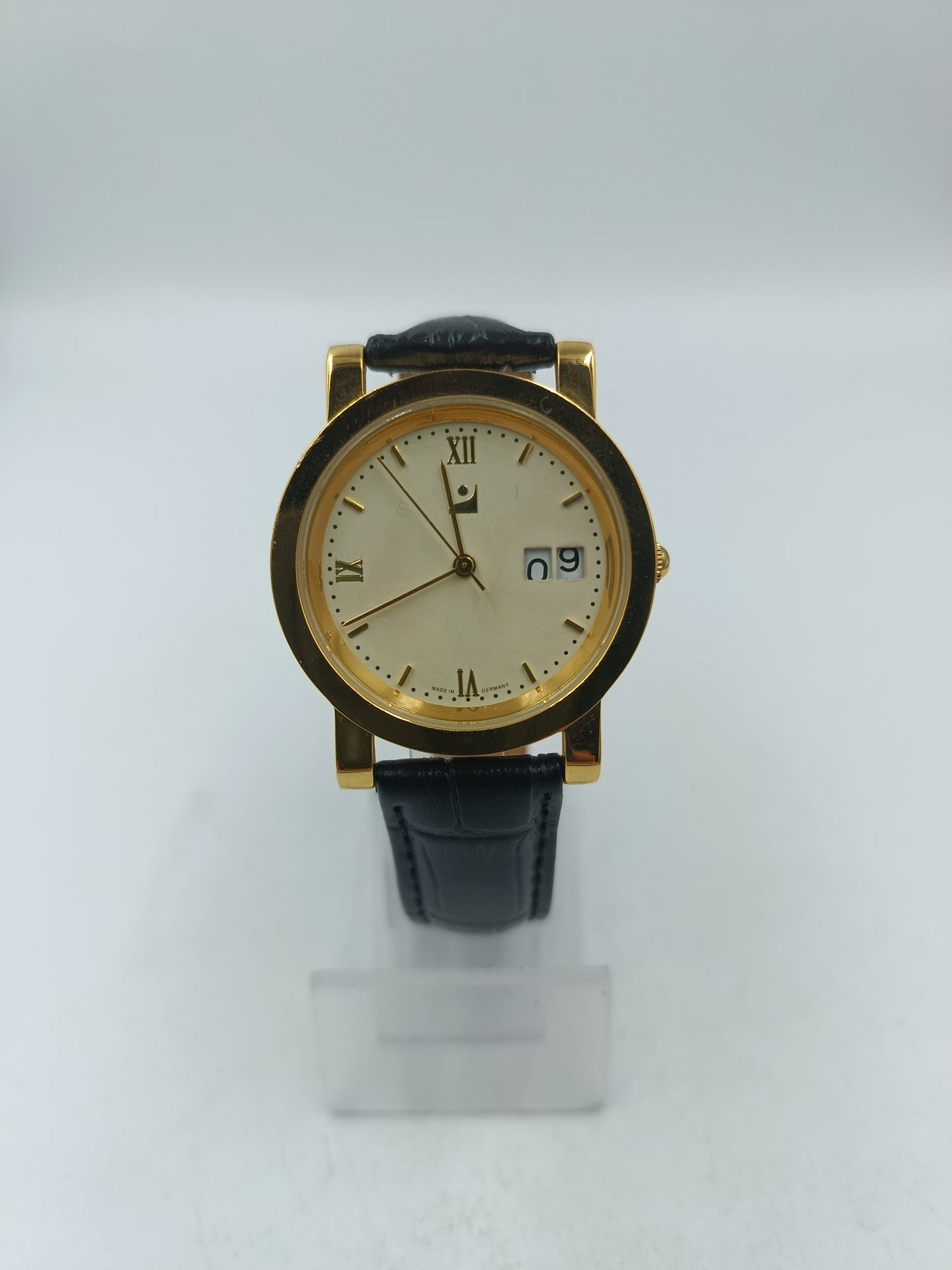 Klassische Boliwa Herren Quarzuhr goldenes Gehäuse