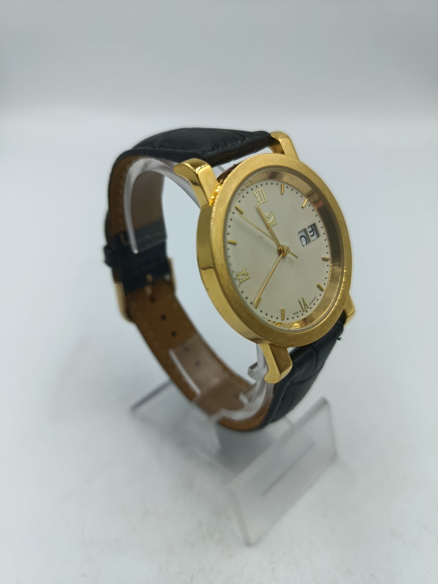 Klassische Boliwa Herren Quarzuhr goldenes Gehäuse