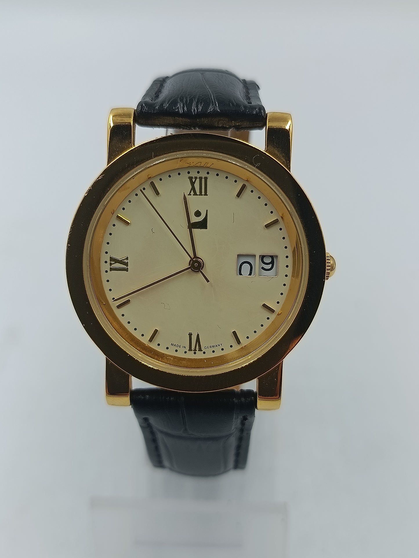 Klassische Boliwa Herren Quarzuhr goldenes Gehäuse