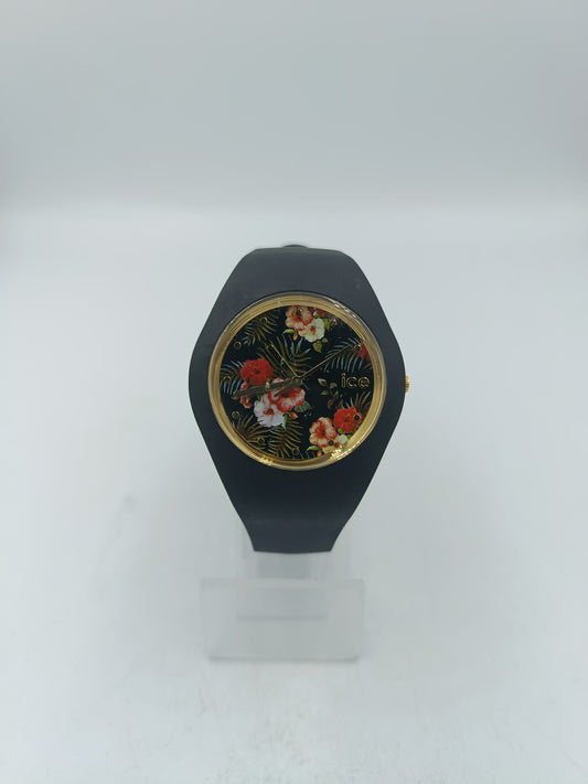 IceWatch Ice Flower Colonial schwarze Uhr Blumendesign