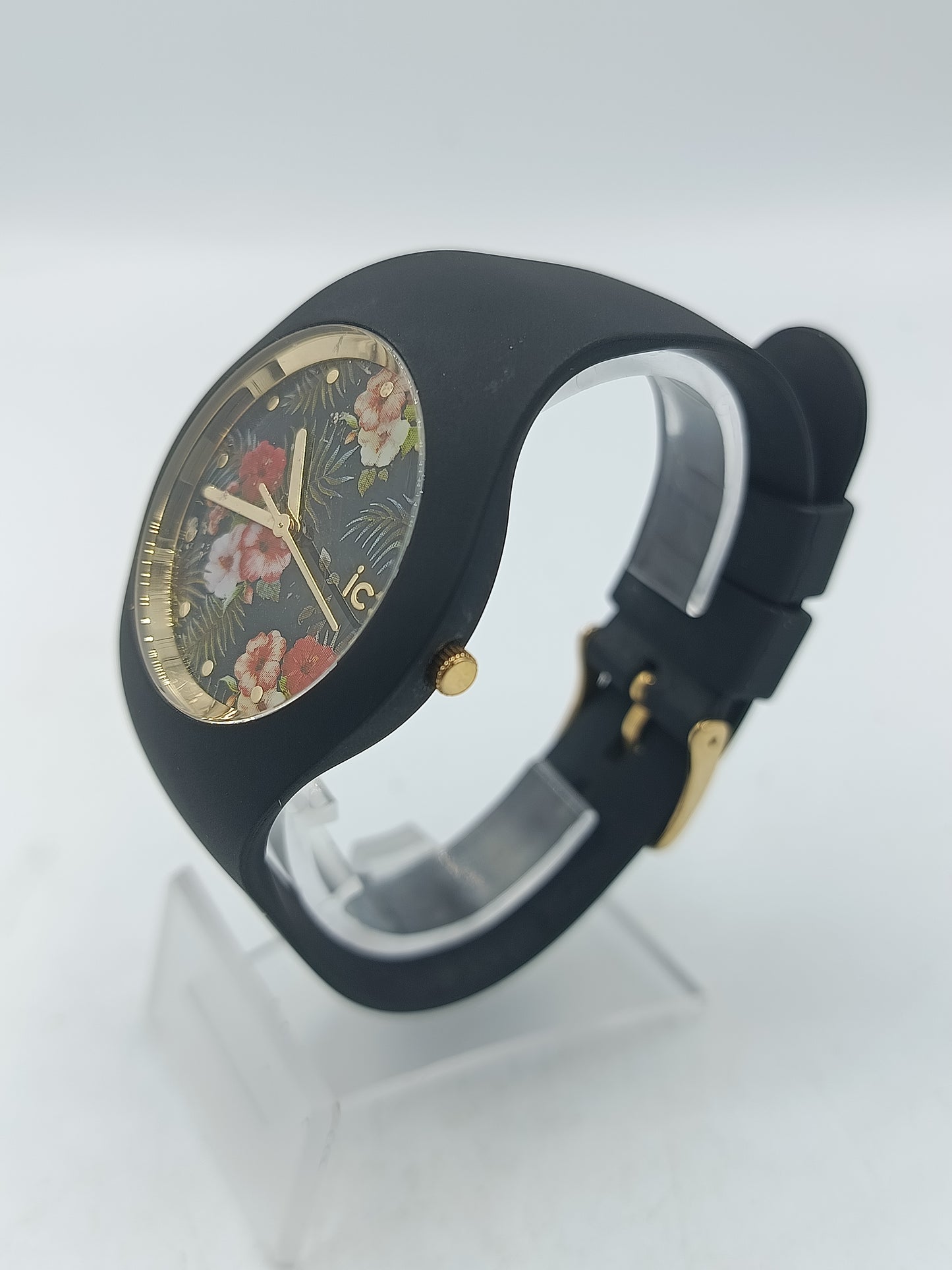 IceWatch Ice Flower Colonial schwarze Uhr Blumendesign