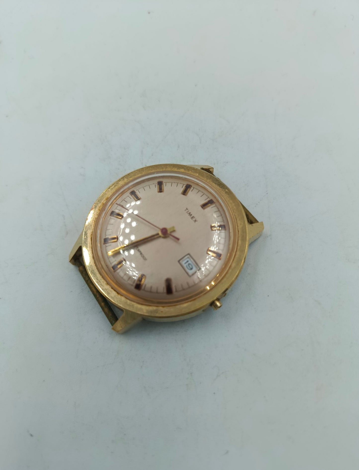 Vintage Timex Herrenuhr mechanisch goldenes Gehaeuse