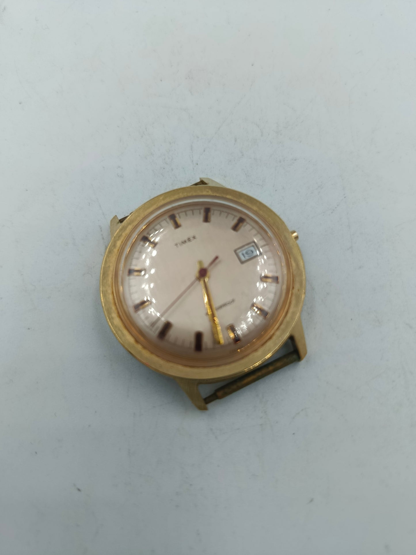 Vintage Timex Herrenuhr mechanisch goldenes Gehaeuse