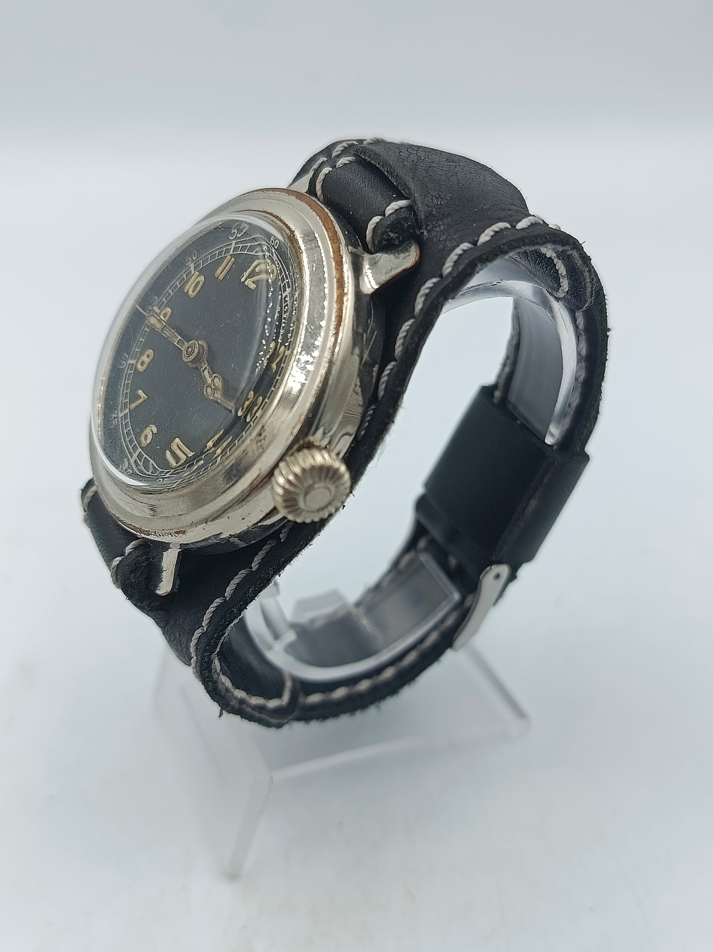 Vintage Militär Beobachtungsuhr Bund Armband seltenes Sammlerstück