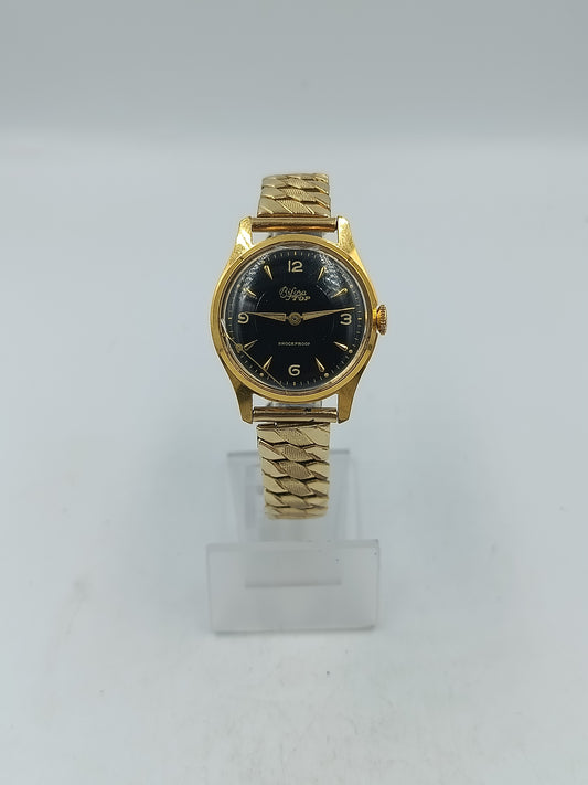 Vintage Bifora Top Armbanduhr goldfarbenes Gehaeuse elastisch