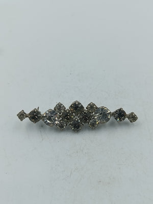 Vintage Strass Brosche silberfarben klare Kristalle elegant