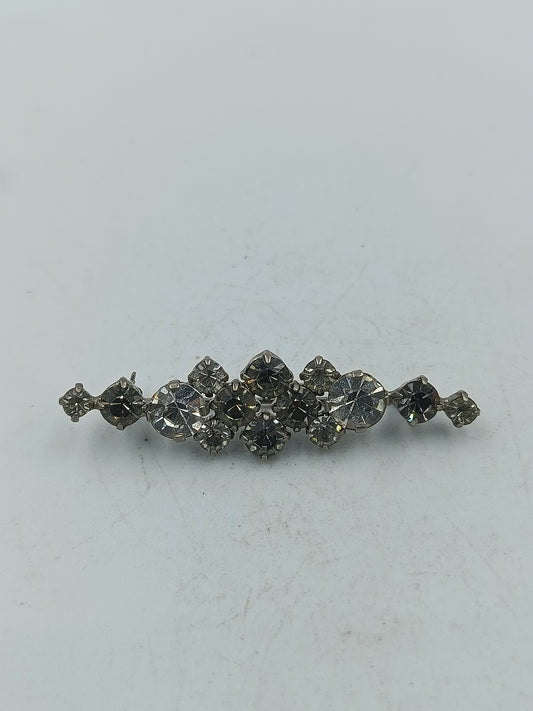 Vintage Strass Brosche silberfarben klare Kristalle elegant