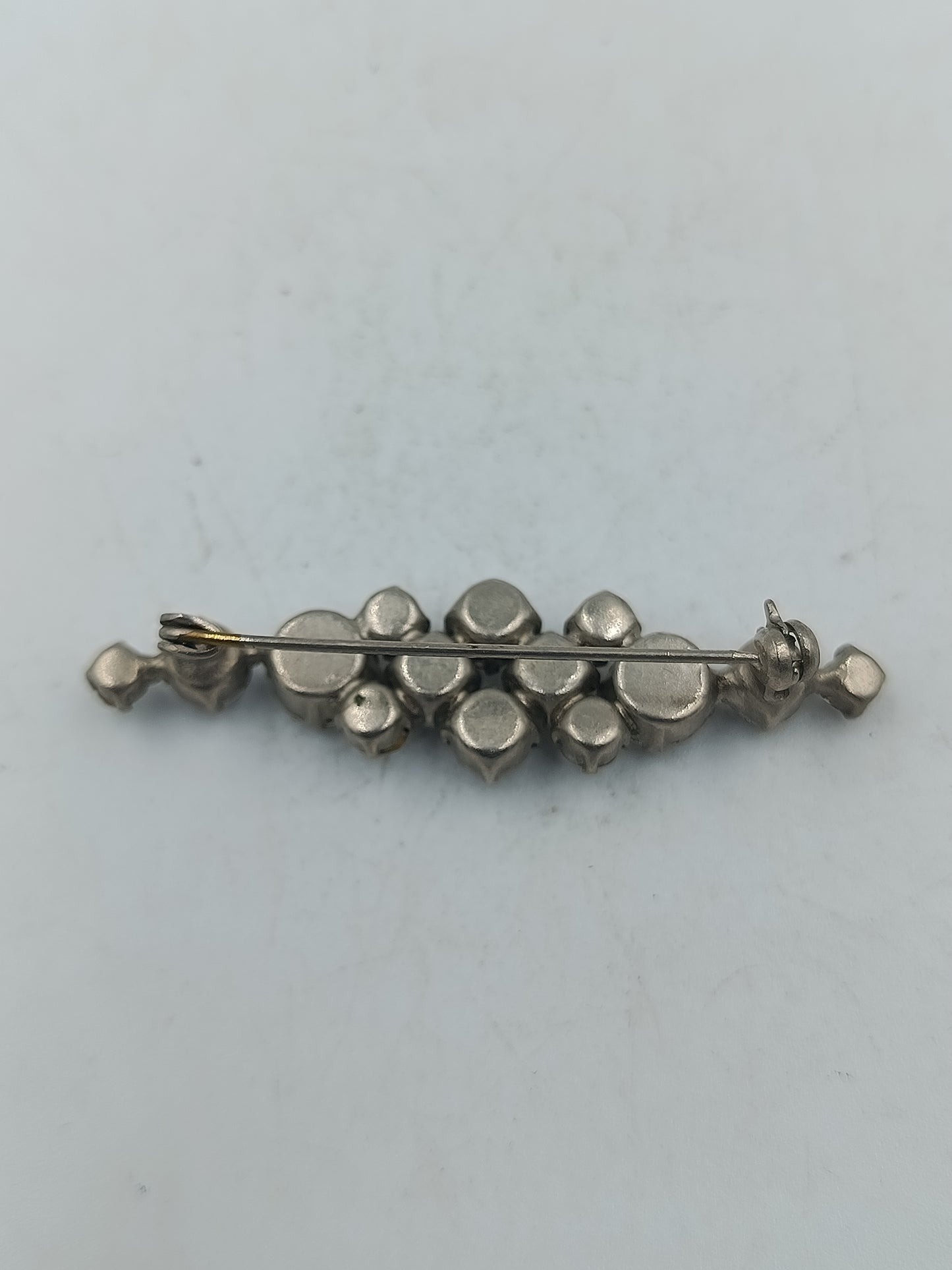 Vintage Strass Brosche silberfarben klare Kristalle elegant