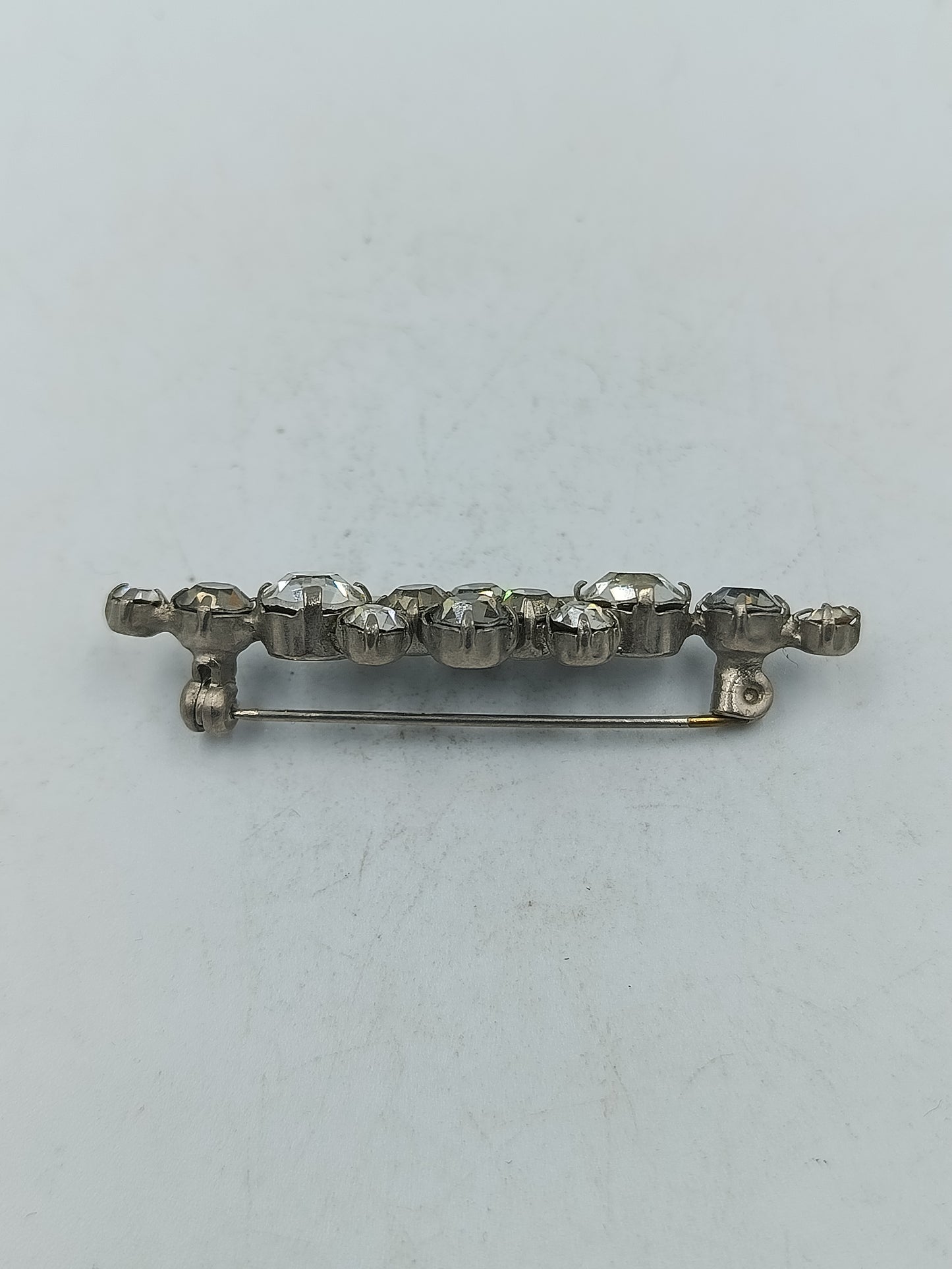 Vintage Strass Brosche silberfarben klare Kristalle elegant