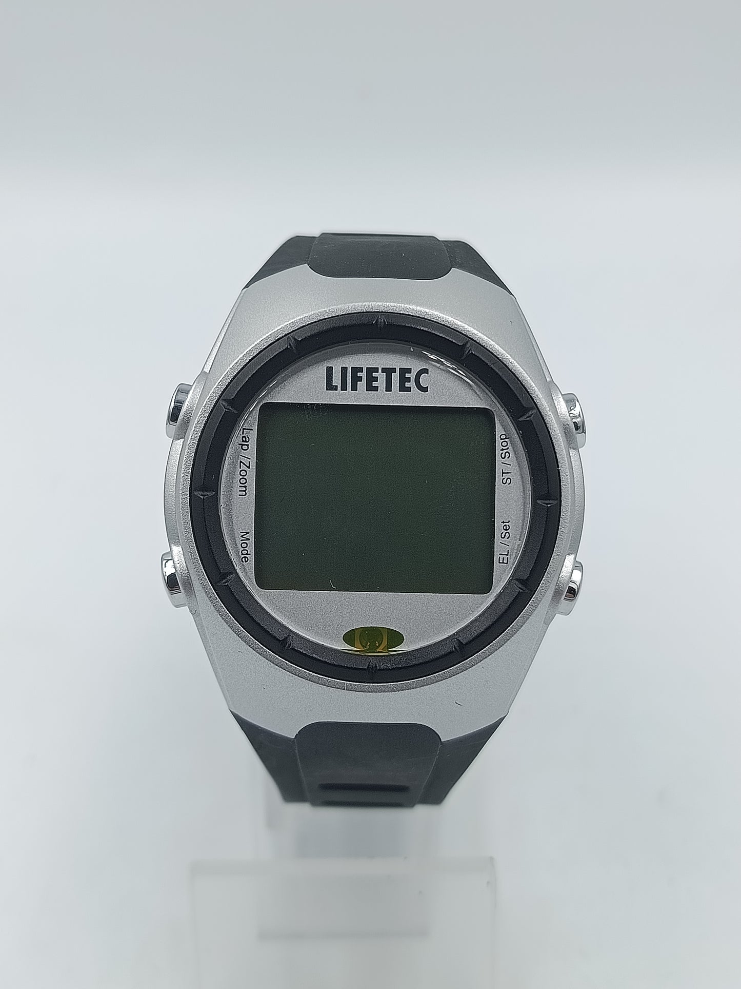 Digitale Armbanduhr mit schwarzem Kunststoffarmband