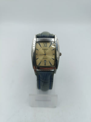 Armbanduhr Madison New York mit grauem Lederarmband und rechteckigem Gehäuse