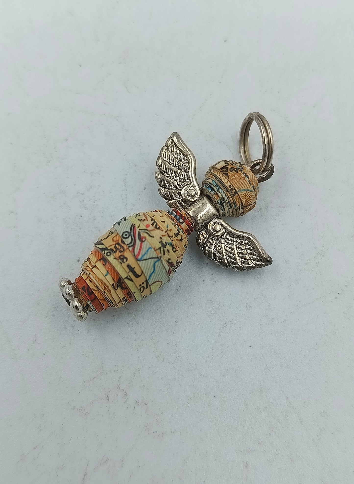 Schlüsselanhänger Schutzengel mit Flügeln und Kartenmotiv