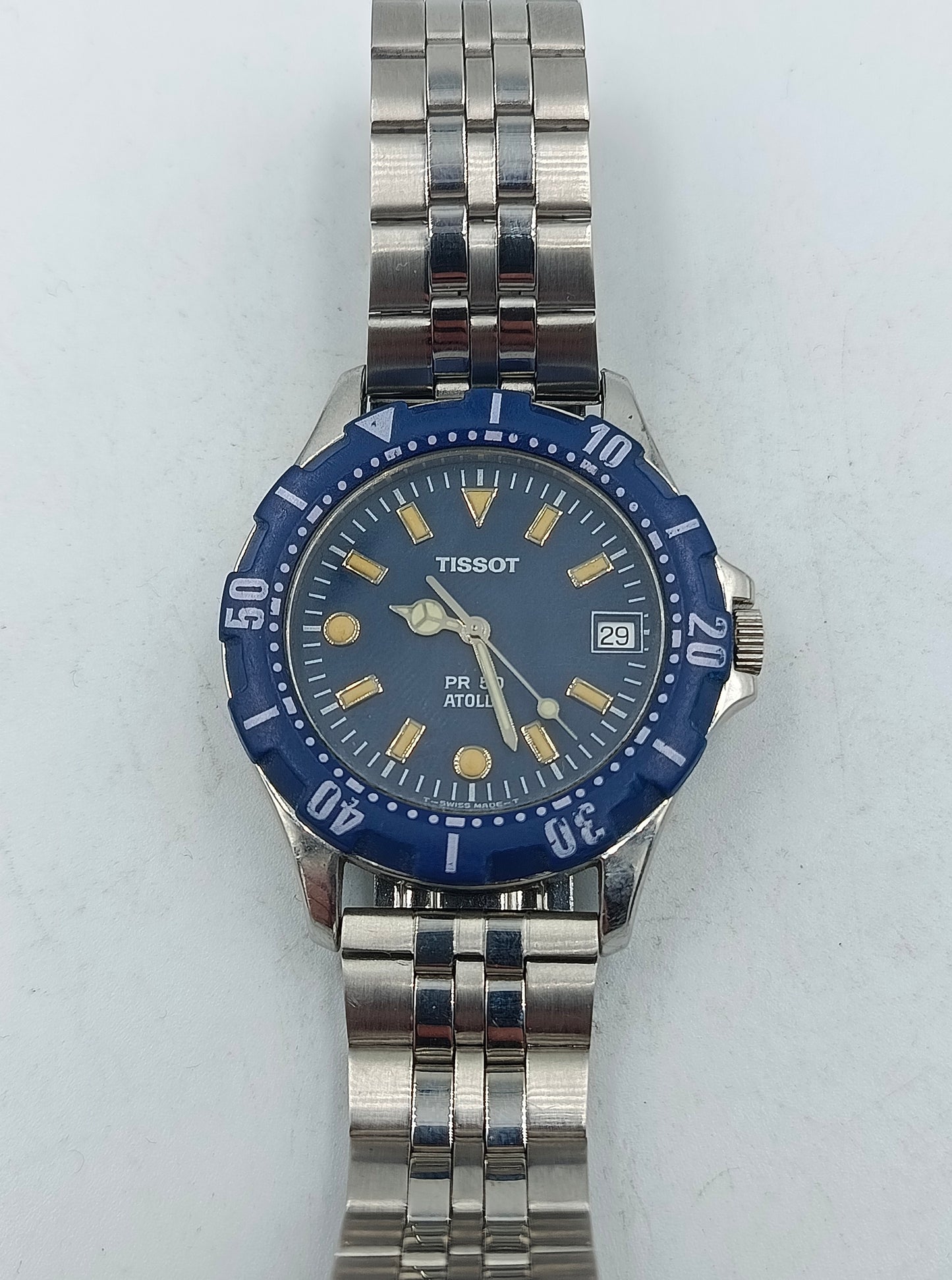 Tissot PR 50 Atoll Taucheruhr aus Edelstahl mit blauem Zifferblatt