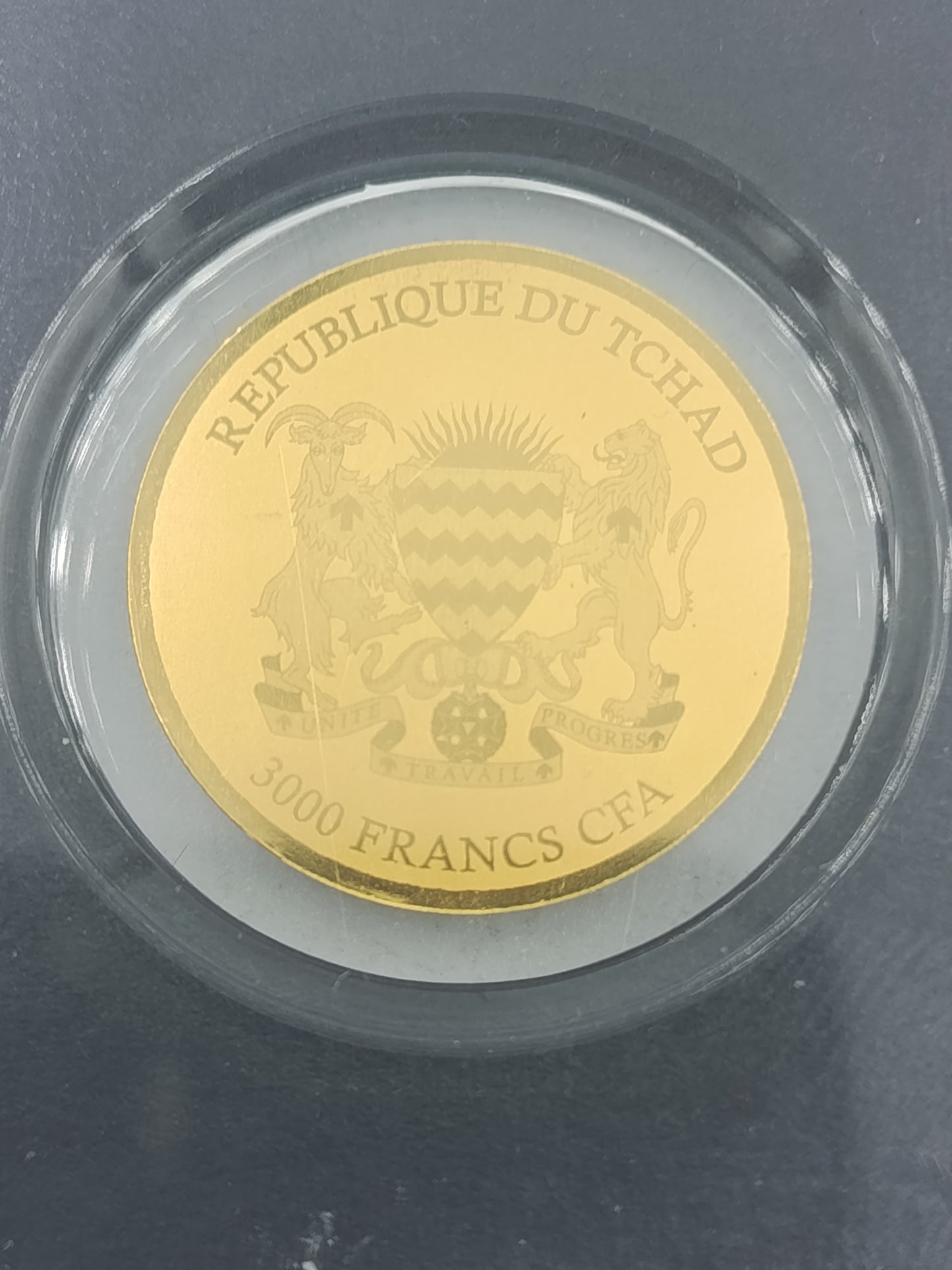 Gedenk Goldmünze Republik Tschad 3000 Francs CFA Pflege Motiv in Schutzkapsel
