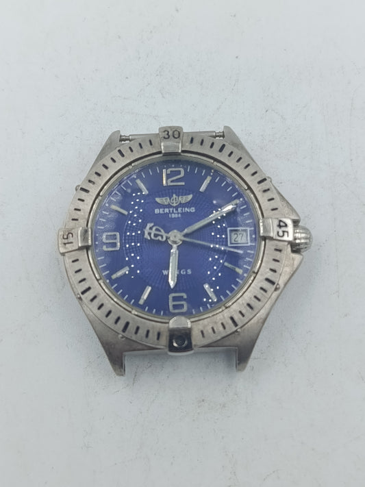 Analoge Automatik Armbanduhr  Stil mit blauem Zifferblatt und Sichtboden defekt