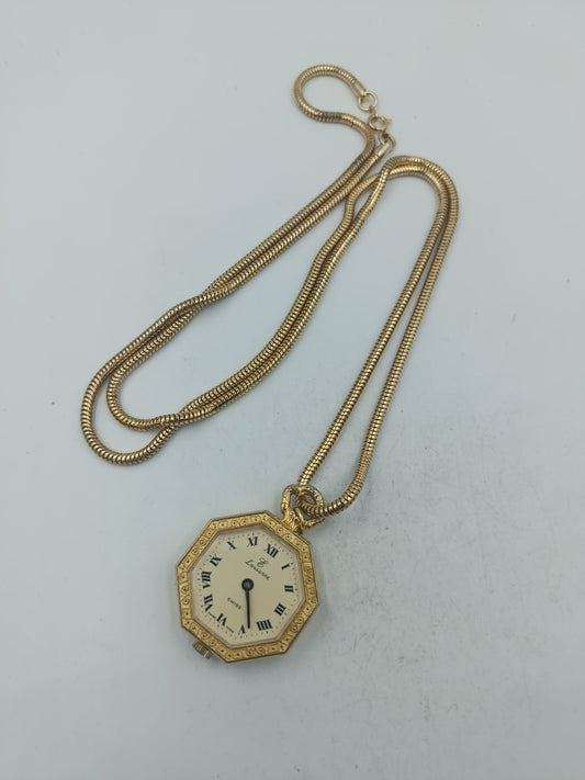 Analoge Halsuhr im Vintage Stil mit vergoldetem Gehäuse